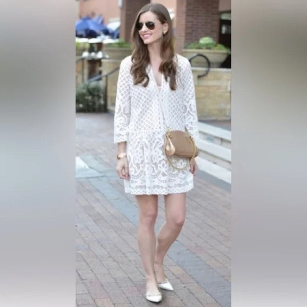 BCBG MaxAzria Laurice Floral Lace Tunic Shift Dress Beach Cover Up Sz Small